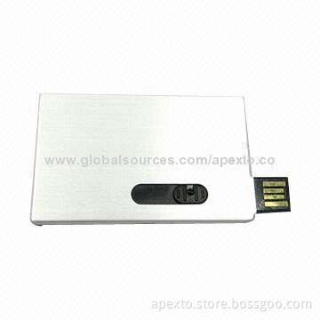 Aluminum Card USB2.0 Flash Drive with 1 to 32GB Memory Capacity and Q-man Design Free Logo